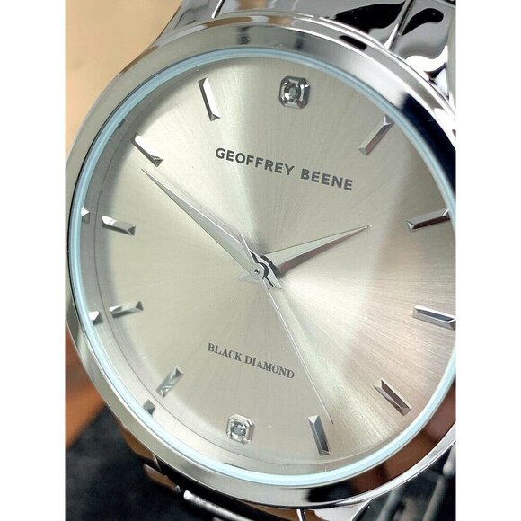 Geoffrey Beene Men's Watch GB8140GU Gray Dial Black Diamond Accent Quartz 42mm - Picture 1 of 13